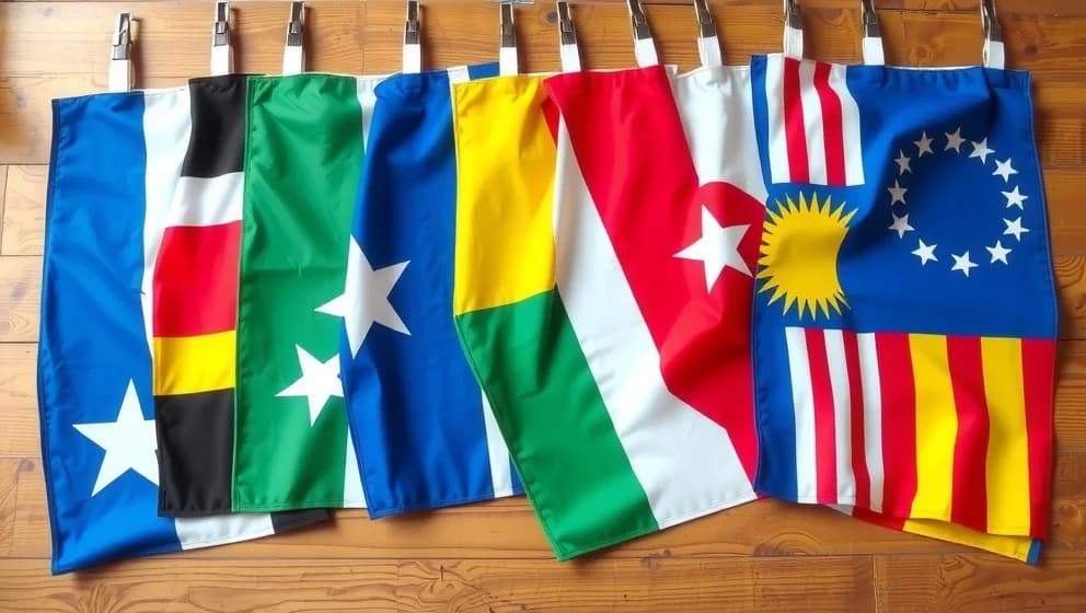Flaggor med stjärnor från hela världen