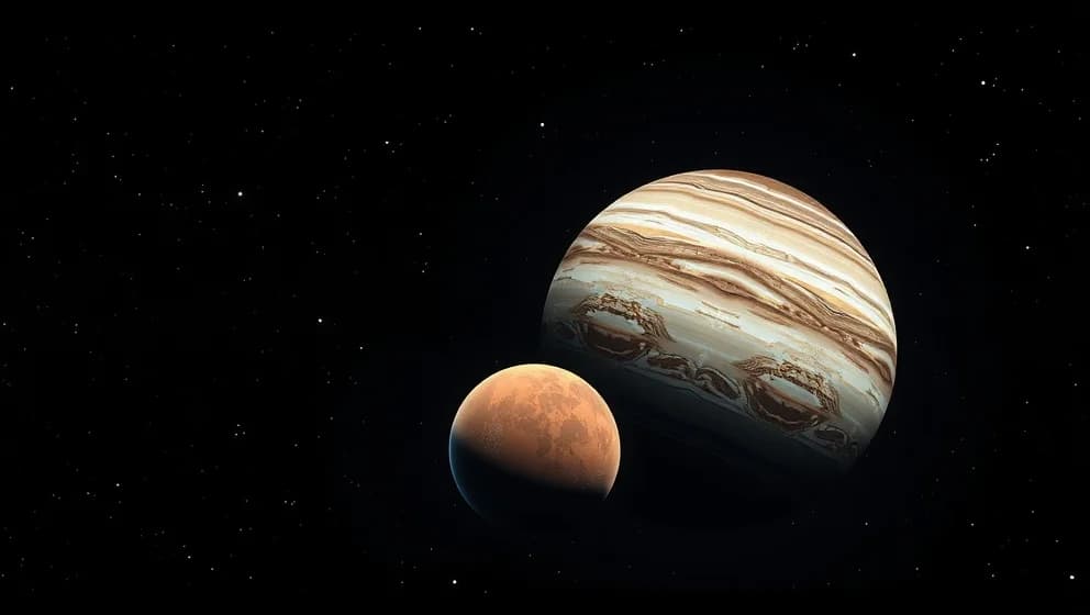 Mars och Jupiter två jättar i rymden